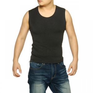 Men Round Neck Waistcoat Warm Heat Holder Thermal Underwear Sleeveless Top Blouse Underclothes