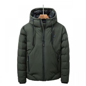 USB Electric Heating Hooded Coats Overcoat Men Heating Jacket Winter Outdoor Warm Vest