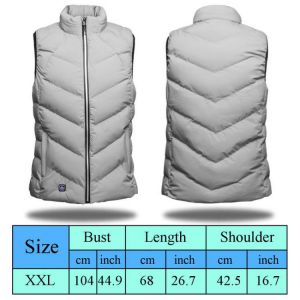 Winter USB Electric Heated Vest Battery Powered Light Weight Warm Motorcycle Coat Grey