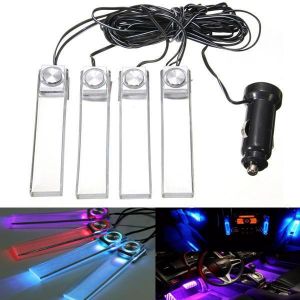 shopping אורות לאופנוע 12V 4 in 1 LED Auto Interior Floor Dash Decorative Atmosphere Light Lamp