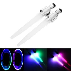 shopping אורות לאופנוע 2pcs Motorcycle Tire Valve Neon LED Lights Colorful Lamps W/ Button Batteries