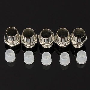 5 pcs 5mm Bezel LED Light Holder Chrome Metal Rubber Base Solid Construction