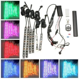 6pcs RGB LED Flexible Neon Strips Light For Motorcycle Auto ATV &amp;Remote Controller