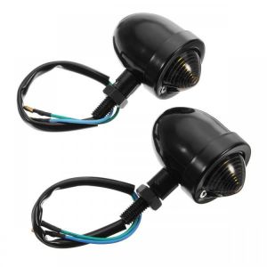 Motorcycle Black Chrome Bullet Turn Signal Indicators Lights For Harley Cafe Racer Sportster