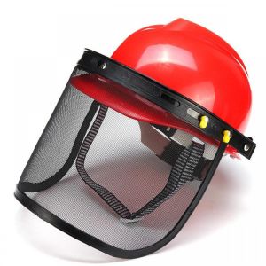 shopping קסדות לאופנוע Red Safety Helmet Full Face Mask Chainsaw Brushcutte Mesh For Lawn Mower Trimmer Brush Cutter