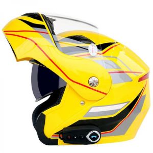 Waterproof Motorcycle Full Face Helmet With bluetooth Music FM Double Visors Removable