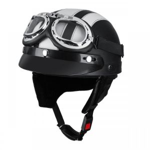 Motorcycle Scooter Half Helmet Hat Open Face Shield Visor With Sun UV Goggles