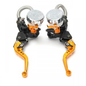 Pair 7/8inch 22mm CNC Motorcycle Brake Lever Master Cylinder Reservoir Universal