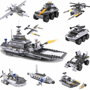 Cogo 743+pcs 8 In 1 Aircraft Carrier Blocks Military Airplane Ship Kids Building Blocks Toys