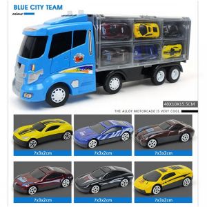 Engineering Alloy Car Diecast Model Set Portable Storage Large Container Transport Vehicle 6 Loaded Car