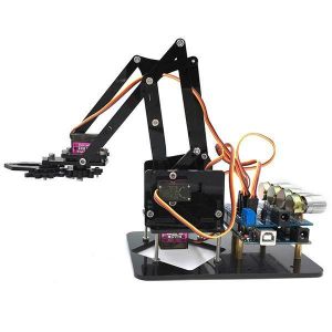 shopping רובוטים URUAV DIY 4DOF Robot Arm 4 Axis Acrylic Rotating Mechanical Robot Arm With  R3 4PCS Servo