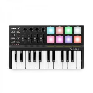 מיני קלידים ניידים (25 קלידים) כולל פד תופים ו-MIDI controller