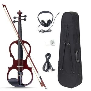4/4 Electric Violin Full Size Basswood with Connecting Line Earphone &amp; Case for Beginners