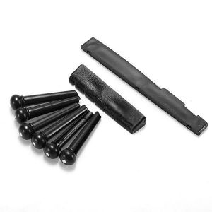 shopping כלי נגינה A Set of Black/White 6 Guitar Bridge Pins 1 Saddle Nut for Folk Guitar