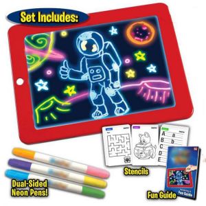 shopping ציוד משרדי 3D Magic Drawing Pad LED Writing Tablet Board For Plastic Creative Art Magic Board Pad With Pen Brush Children Clipboard Gift Set 