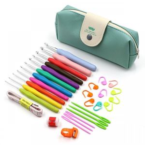31pcs Crochet Hooks Kit Yarn Knitting Needles Sewing Tools with Knitting Bag