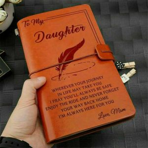 shopping ציוד משרדי To My Daughter Where Ever Love Mom Engraved Leather Journal Notebook Diary Custom Message Quotes Gift Anniversary Birthday