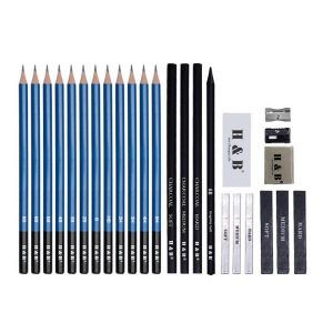 H&amp;B HB-26SSHB 26 Beginner Sketch Wood Pencil Drawing Tool Set Art Painting Set For Student Study