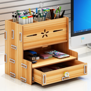 Multifunctional Storage Box Desk Personalized Decoration Wooden Desktop Organizer Cell Phone Holder Desktop Stationary Home Office