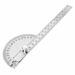 0-180 Degrees Round Head Rotary Protractor Single Arm 150mm 200mm Two Arms 250mm Stainless Steel Angle Ruler Bevel Square Ruler St