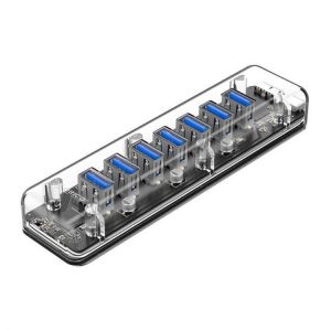 shopping ציוד היקפי למחשב Orico F7U Transparent 7-Port USB 3.0 Hub with Dual-port Power Supply