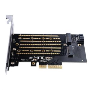 כרטיס PCI-E עם חיבורי M.2 NVME ו- SATA