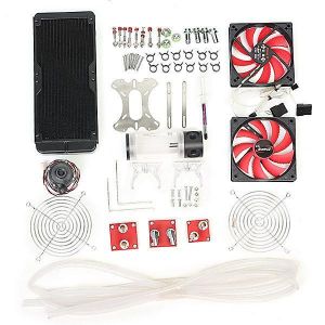 PC Liquid Cooling 240 Radiator Kit Pump Reservoir CPU GPU Block Pump Reservoir Tubing Barb 3/8 ID Water Cooling