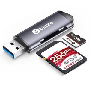 Biaze A21 2-in-1 Card Reader with TF + SD Card Slots for Camera Driving Recorder Security Monitoring TF / SD Memory Card