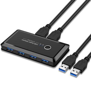 shopping כבלים וחיבורים USB3.0  4 out 2 input Switcher Adapter 2 PCs Share 4 USB Devices Converter for Mac