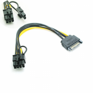 shopping כבלים וחיבורים 20cm 15Pin SATA Male to 8Pin Female PCI-E Graphics Card SATA Power Cable Splitter Cable