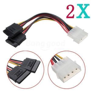 2X4Pin IDE Molex to 2 Serial ATA SATA Splitter Hard Drive Power Cable