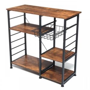 3-Tier Kitchen Microwave Oven Storage Rack Baker Stand Storage Cart Baking Shelf Brown