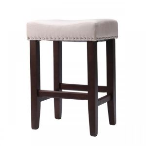 Nailhead Wooden Bar Chair Pub-Height Kitchen Counter Bar Stool 24 inch Office Chair
