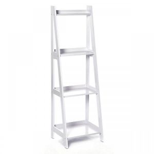 4-Tier Ladder Storage Shelf Bookshelf Book Rack Magazine Space-saving Storage Shelves Large Capacity Plants Decorations Stand