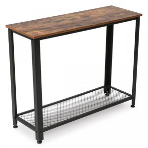 2 Tier Vintage Coffee Table Laptop Desk Sofa Table with Sturdy Storage Shelf Bookshelf Easy Assembly for Office Home Living Room B
