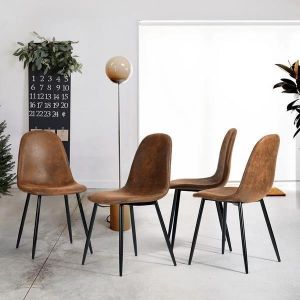 FURNITURER Set of 6 Dining Chair with Metal Legs Office Home Chair Set Laptop Desk Chair