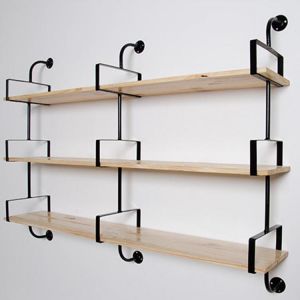 2Pcs Industrial Retro Bookshelf DIY Wall Mounted Storage Shelves Bracket 3 layers Iron Pipe Shelf for Home Decor Kitchen Kids Room