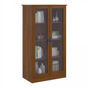 Heirloom Storage Cabinet Bookshelf with 4 Shelves Multiple Finishes Bookcase with Glass Doors