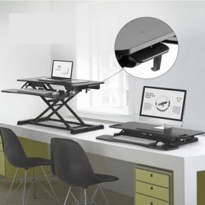 Brateck DWS06-02 Height Adjustable Sit Stand Desk Riser Foldable Laptop Desk Notebook Monitor Holder Stand With Keyboard Tray Blac