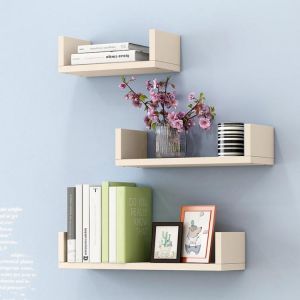 3-In-1 Modern Simple Wall Mounted Bookshelf Creative Nail-free File Books Racks Wall Display Shelf for Office Home Bedroom Living 