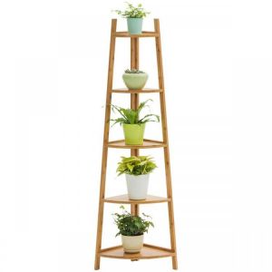 3/5 Tiers Corner Flower Pot Stand Plant Display Planter Wooden Shelf Rack Garden