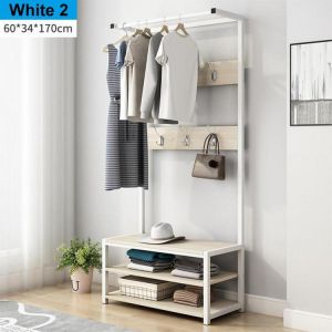 60/80cm Hat and Coat Stand Cloth Shoe Rack Hanger Hooks Shelf Free Standing