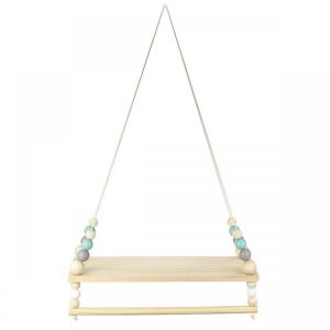 Nordic Style Wooden Beads Wall Hanging Storage Shelf Bookshelf Nursery Kid Bedroom Wooden Decorations Stand