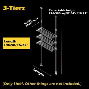 3 Tiers Iron Bathroom Space Saving Storage Shelf Towel Clothes Storage Rack Bookshelf Organizer