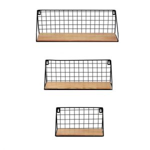 Creative Wall Hanging Shelf Japanese-style Iron Wall Mounted Storage Basket Rack Free Punch Rack Bookshelf Home Office Decorations