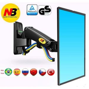 NB F120 Monitor Laptop Stand Support 17-27" Gas Spring Wall Mount Aluminum Arm Bracket Silver 360 rotate