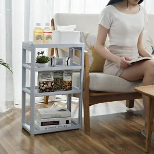 3/4 Layers Multi-use Storage Shelf Simple Floor Standing Storage Rack Living Room Bathroom Kitchen Rack Bookshelf Display Stand Co