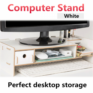 Wooden Monitor Stand Laptop Desk Riser Organizer Storage Rack Storage Shelf