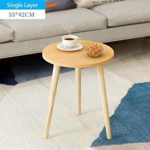 Single/Double Layers Mini Coffee Table Tea Table End Table Wooden Round Magazine Shelf Movable Bedroom Living Room Furniture For O