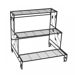 Iron Fower Stand Floor Multi-layer Plants Rack 3 Tiers Ladder Shelves Bookshelf Flower Pot Stand for Balcony Living Room